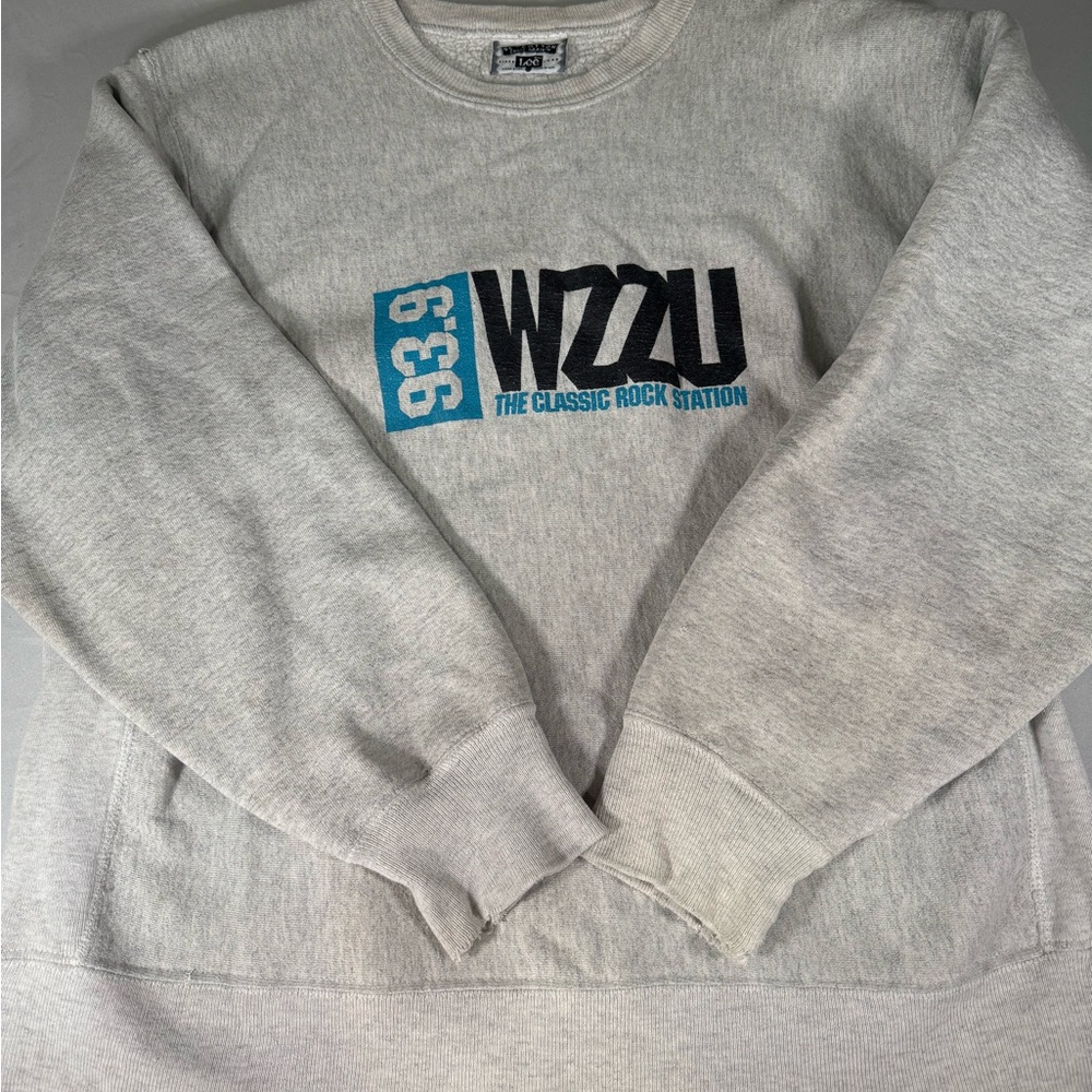 Vintage 90s Lee USA WZUU 93.3 Classic Rock Sweatshirt XL Distressed Y2K Grunge